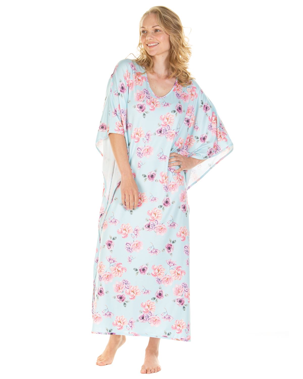 La Marquise Womans Silkyknit Floral Garden Kaftan