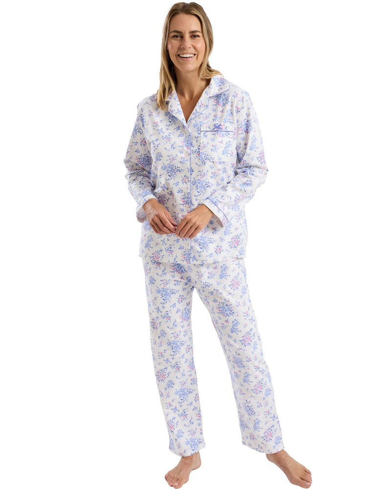 Marlon Womens Floral Bouqeut Wincey Button Pyjamas