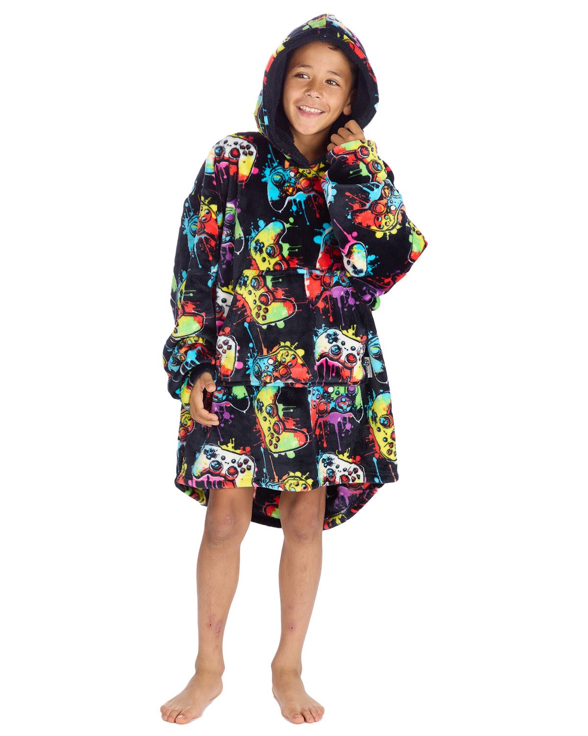 Huggable Kids Gamer Print Oversized Hoodie
