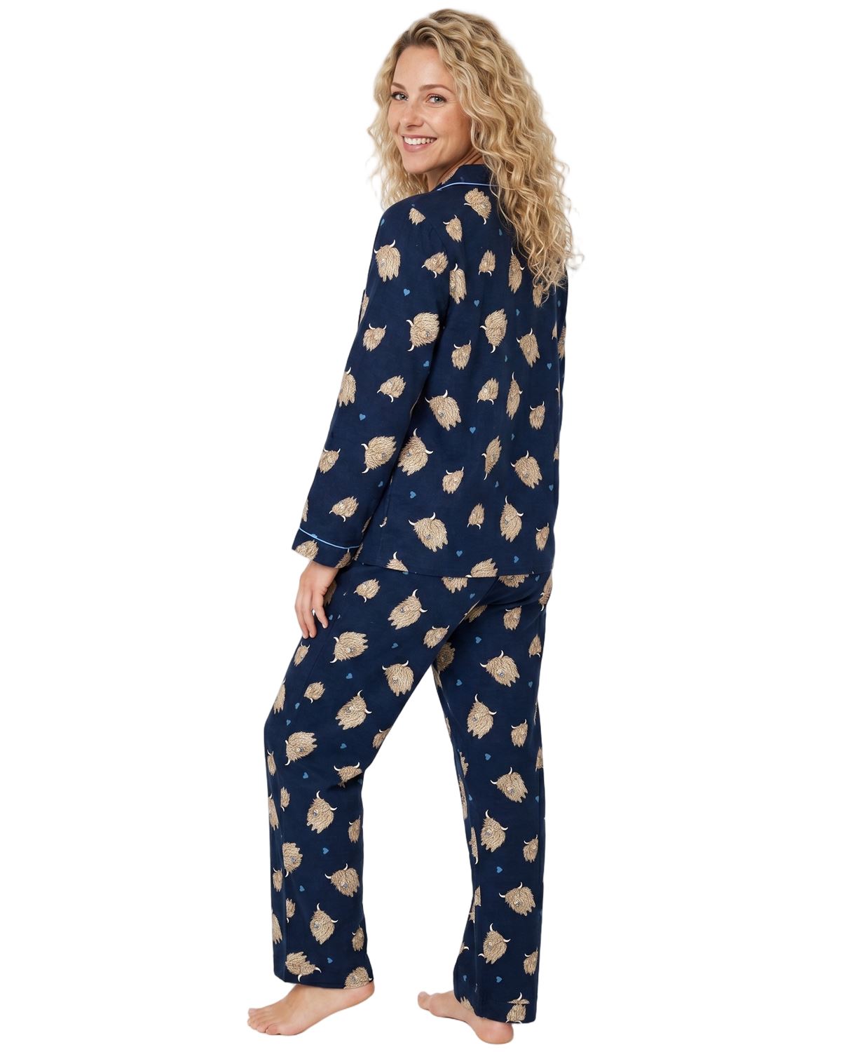 Indigo Sky Womens 100% Cotton Wincyette Button Pyjamas