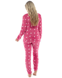 Womens Heart Print Fleece Pyjamas