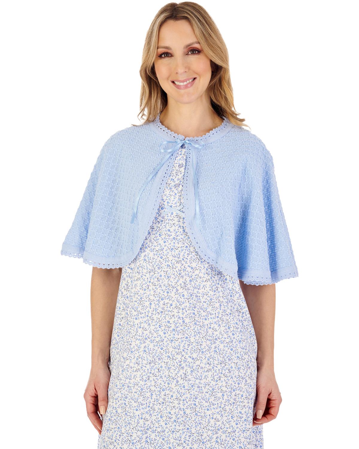 Slenderella Womens Fancy Knit Ribbon Tie Bed Cape