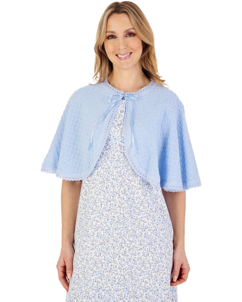Slenderella Womens Fancy Knit Ribbon Tie Bed Cape