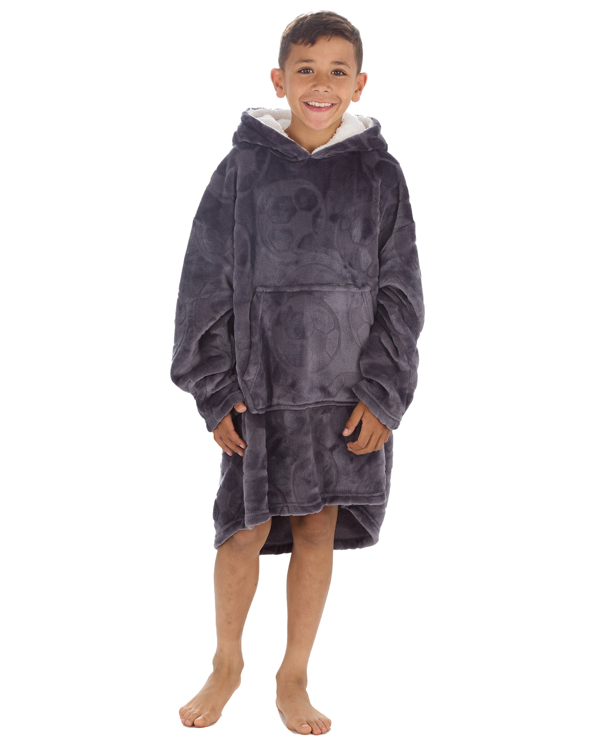 Huggable Kids Embossed Football Oversized Hoodie