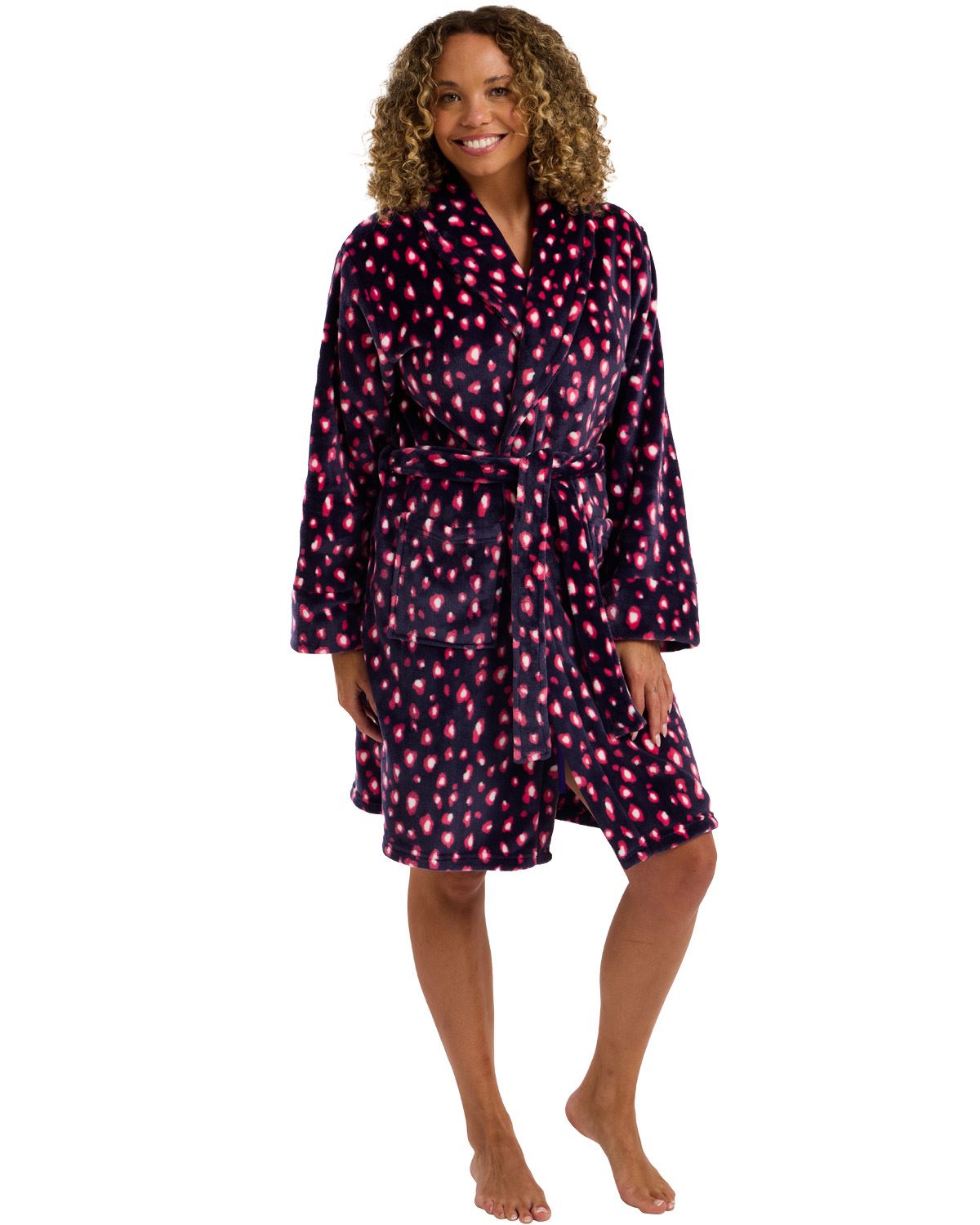 Indigo Sky Womens Bright Animal Fleece Robe