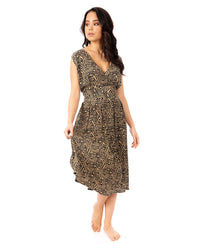 Pistachio Womens Wide Cross Over Print Dress