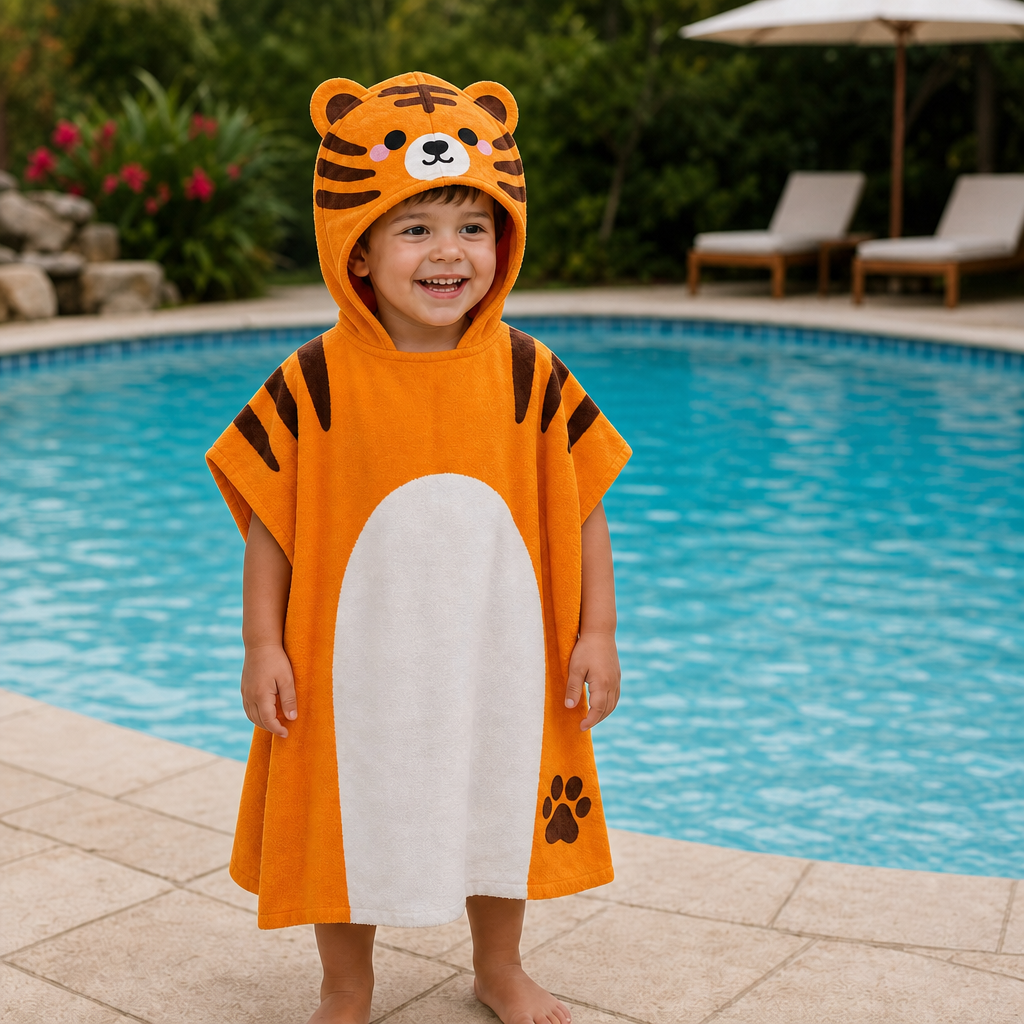 Adoramals  Alfie the Tiger Kids Hooded Towel