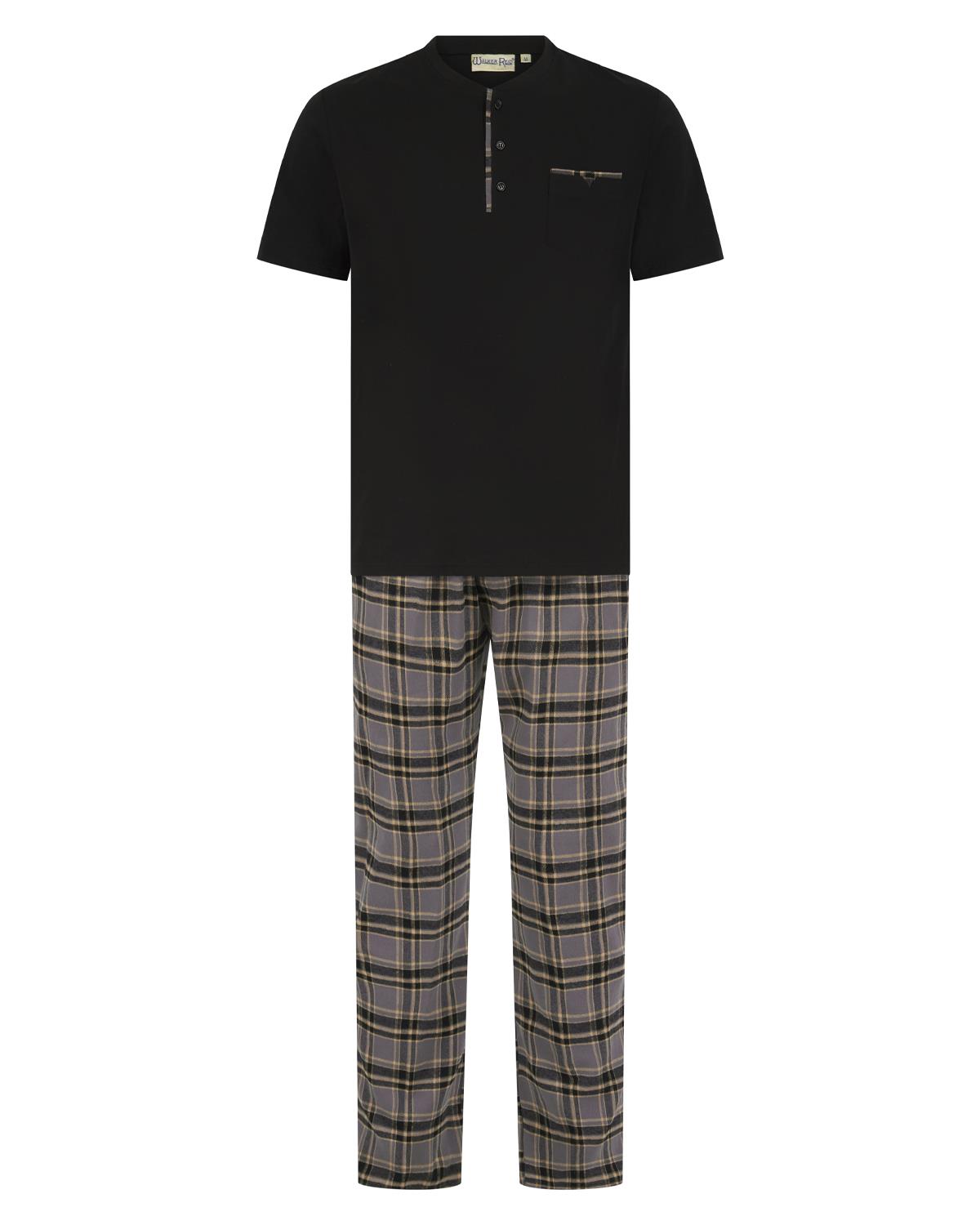 Walker Reid Mens Grey Jersey & Brushed Cotton Pyjamas