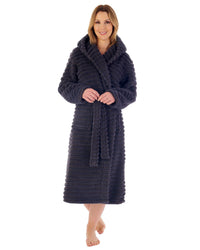 Slenderella Womens 46" Teddy Fleece Hooded Dressing Gown