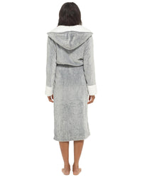 Womens Polished Fleece Sherpa Trim Dressing Gown