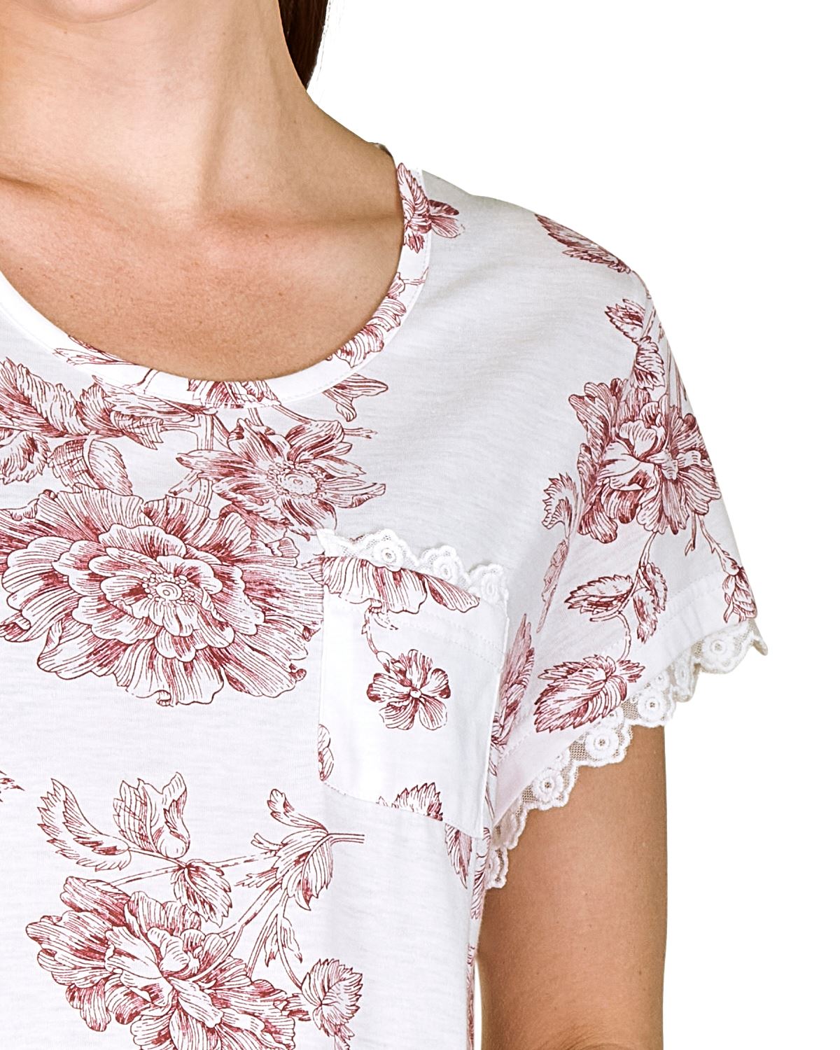 La Marquise Womens Vintage Bouquet Short Sleeve 43" Jersey Nightie