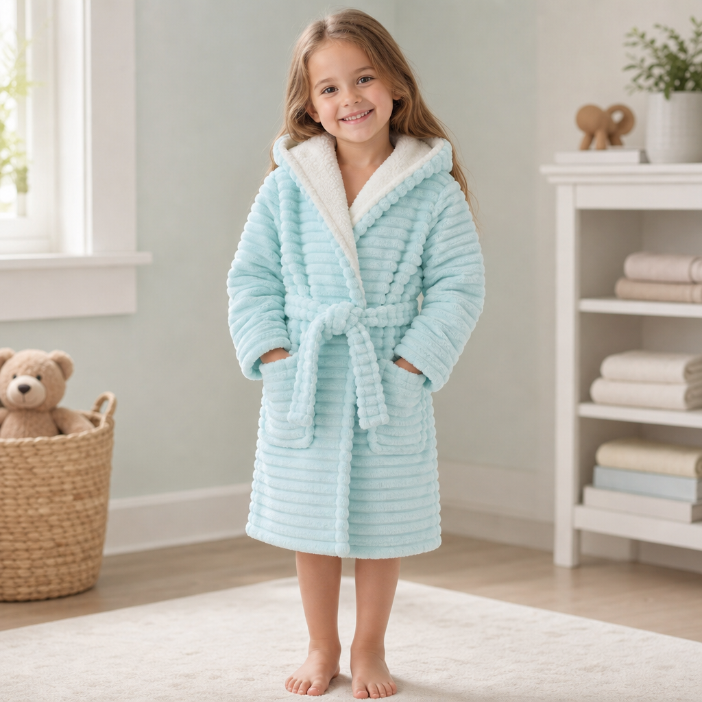 Girls Mint Jacquard Stripe Dressing Gown