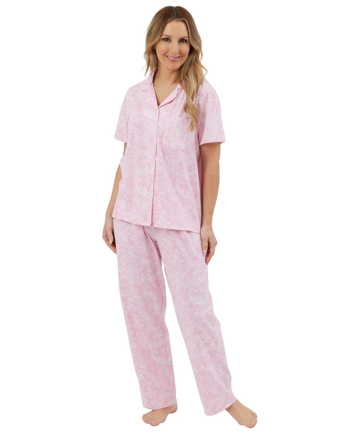 Marlon Womens Linear Floral Jersey Pyjamas