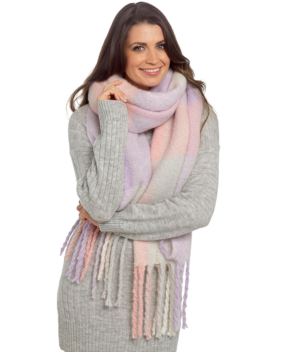 Foxbury Womens Checked Brushed Blanket Scarf