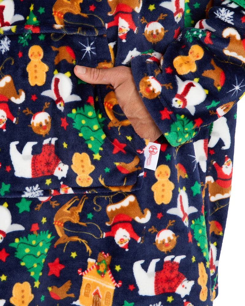 Huggable Unisex Christmas Print Oversized Hoodie