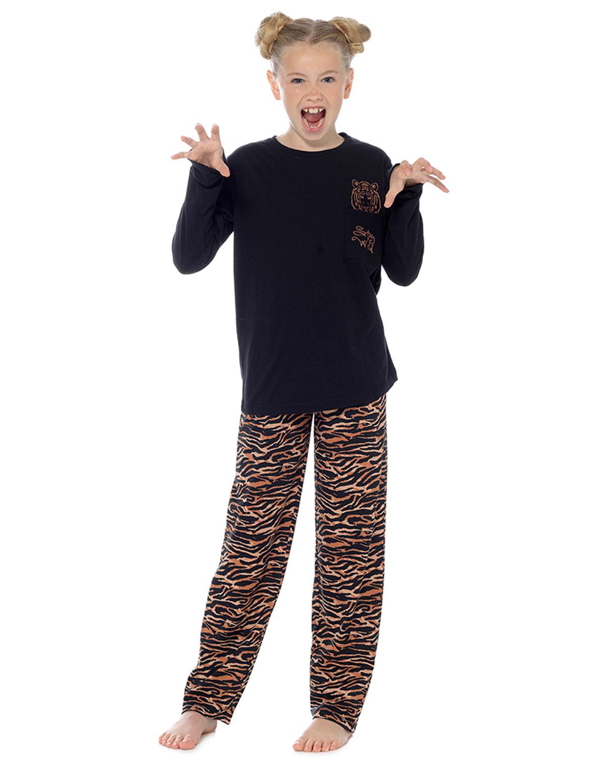 Pyjama Set Girls Tiger Pajamas Foxbury Girls Black Tiger Jersey