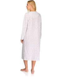 La Marquise Womens 'Vintage Blossoms' Long Sleeve Jersey Nightie