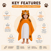Adoramals  Alfie the Tiger Kids Hooded Towel