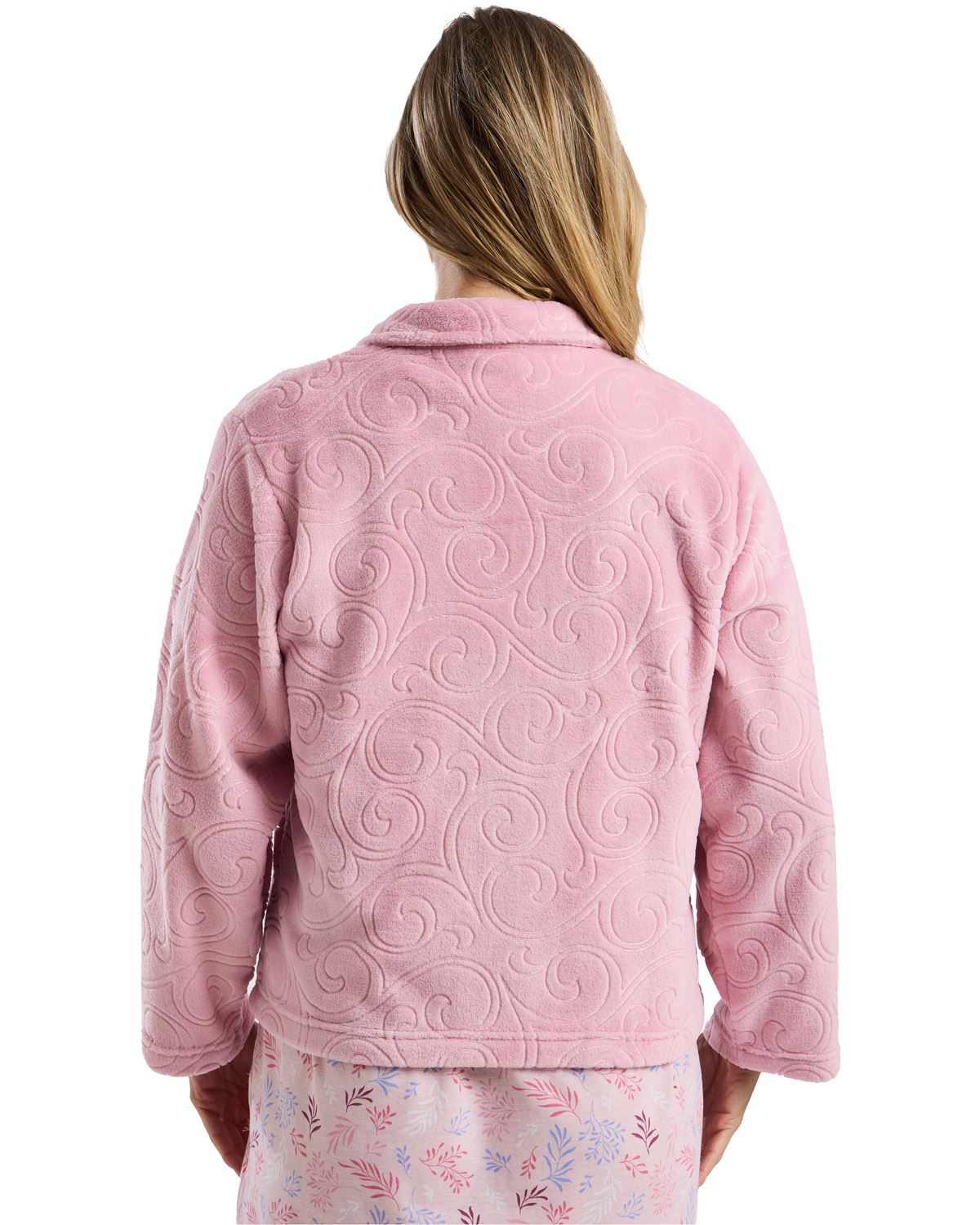 Marlon Womens Swirl Fleece Button Bedjacket