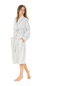 Ladies Super Soft Fleece Longpile Shawl Collar Wrap Dressing Gown Robe