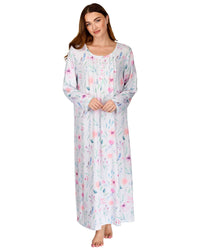 La Marquise Womens 'Watercolours' 43" & 50" Long Sleeve Jersey Nightie