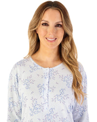 Slenderella Womens Bamboo Cotton Floral 45" Long Sleeve Nightdress