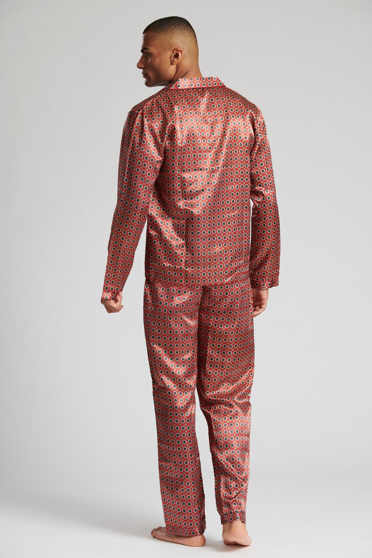 Loungeable Mens Satin Paisley Print Tailored Pyjamas