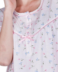 La Marquise Womens Flower Leaf Jersey Short Sleeve Nightie