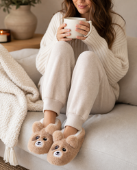 Womens Sherpa Lined Footie Slippers