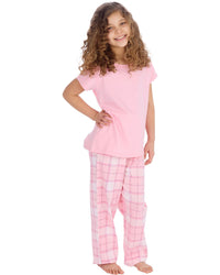 Forever Dreaming Girls Short Sleeve Tee & Check Long Pyjamas