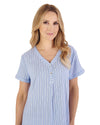 Slenderella Womens Textured Stripe Short Sleeve Nightie