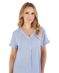 Slenderella Womens Textured Stripe Short Sleeve Nightie