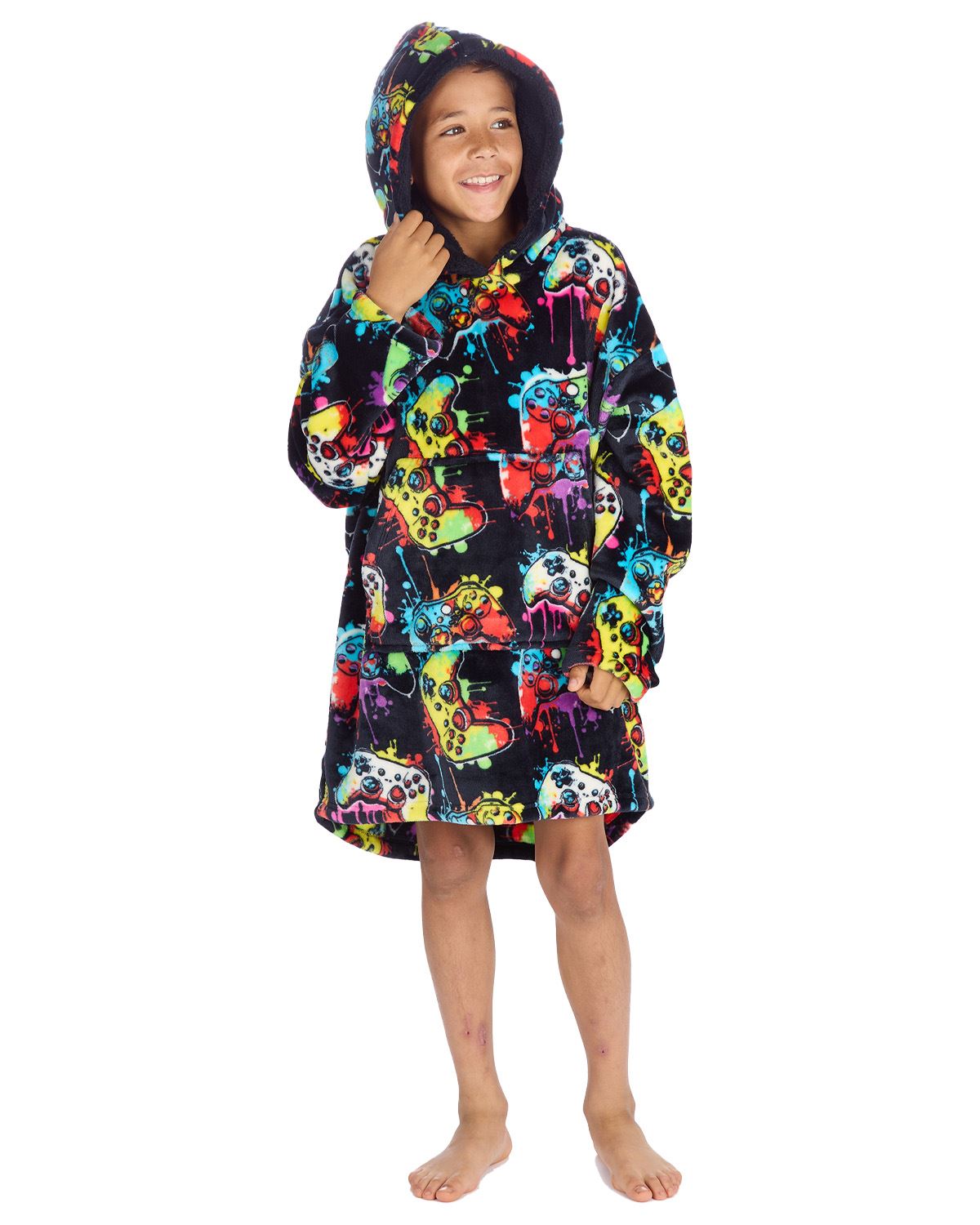 Huggable Kids Gamer Print Oversized Hoodie