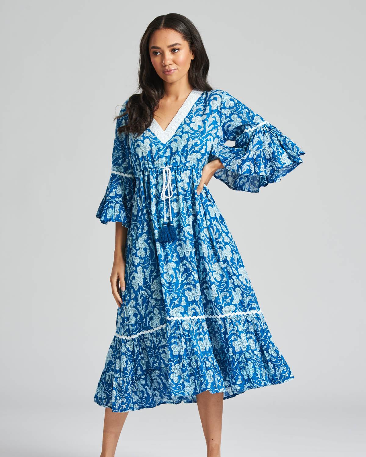 South Dress Womens Frilly Cotton Summer Dress