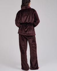 Loungeable Womens Luxury Fleece Wrap Kimono and Trouser Lounge Set
