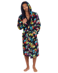 Huggable Mens Hooded Fleece Gamer Dressing Gown