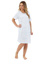 Marlon Womens 36" Sketch Floral Jersey Short Sleeve Nightie