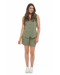 Indigo Roc Womens Linen Button Waistcoat