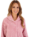 Slenderella Womens Supersoft Rib Fleece 50" Button Through Housecoat