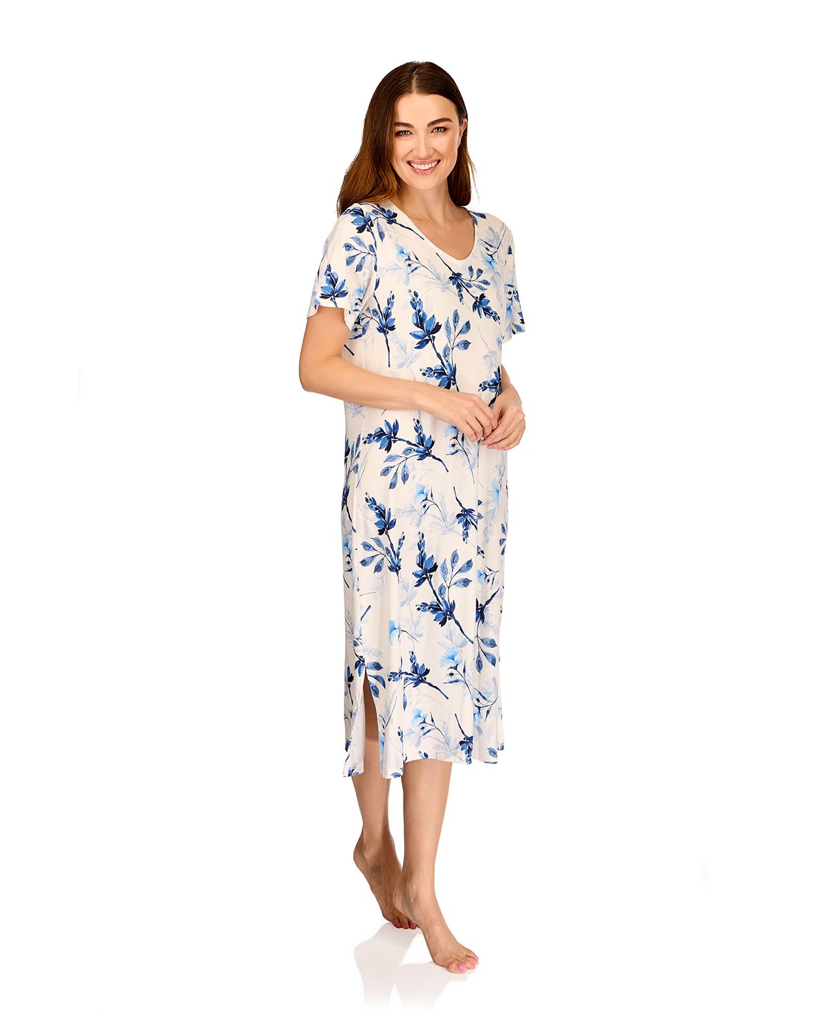 La Marquise Womens 'Berry & Blue' 43" & 50" Short Sleeve Nightie