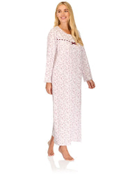 La Marquise Womens 'Velvet Rose' Long Sleeve Jersey Nightie
