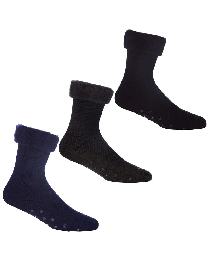 Pierre Roche Mens 3 Pack Cosy Bed Socks