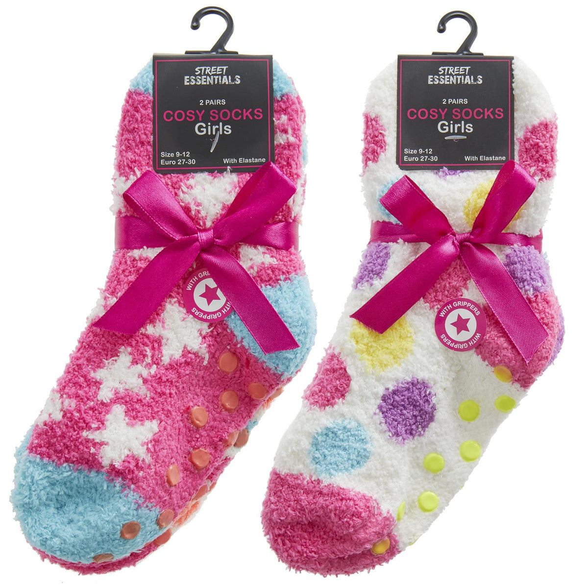 4 Pairs Girls Spots & Stars Cosy Socks