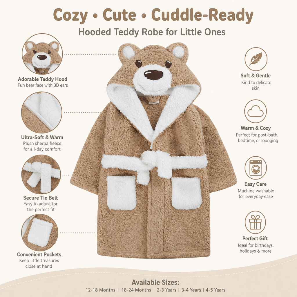 Kids Teddy Bear Dressing Gown