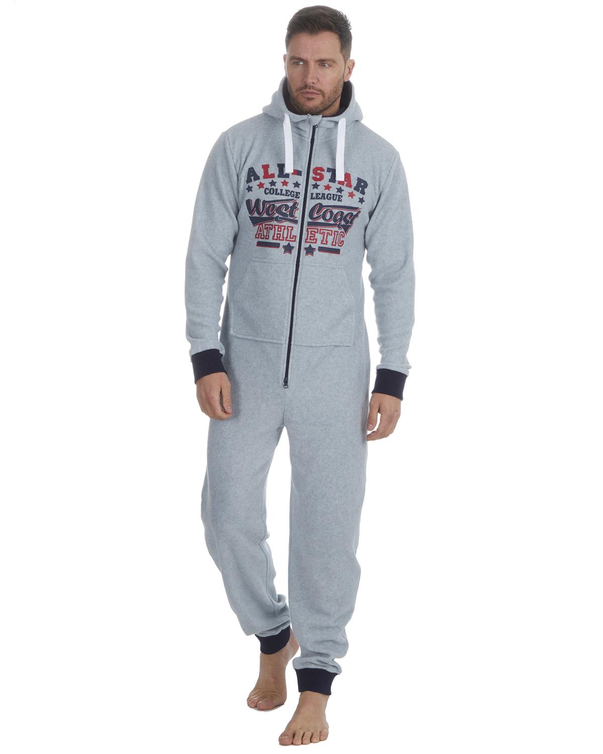 Mens Varsity Fleece Hooded Onesie - Main Image