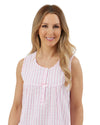 Marlon Womens Coastal Stripe Seersucker 40" Sleeveless Nightie