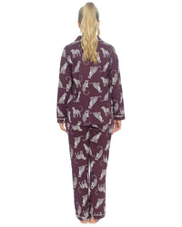 Foxbury Womens Button Through Jersey Cotton Long Pyjamas