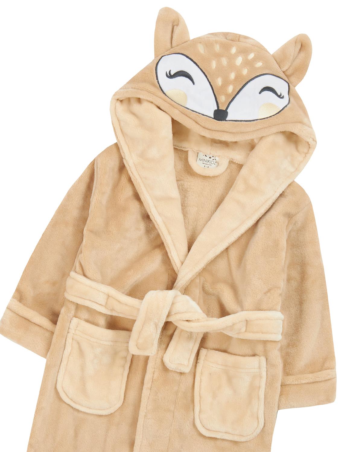 Girls Beige Fox Dressing Gown Slumber Hut Girls Beige Fox Dressing Gown Slumber Hut