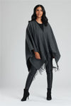 South Beach Womens Knitted Fringe Poncho
