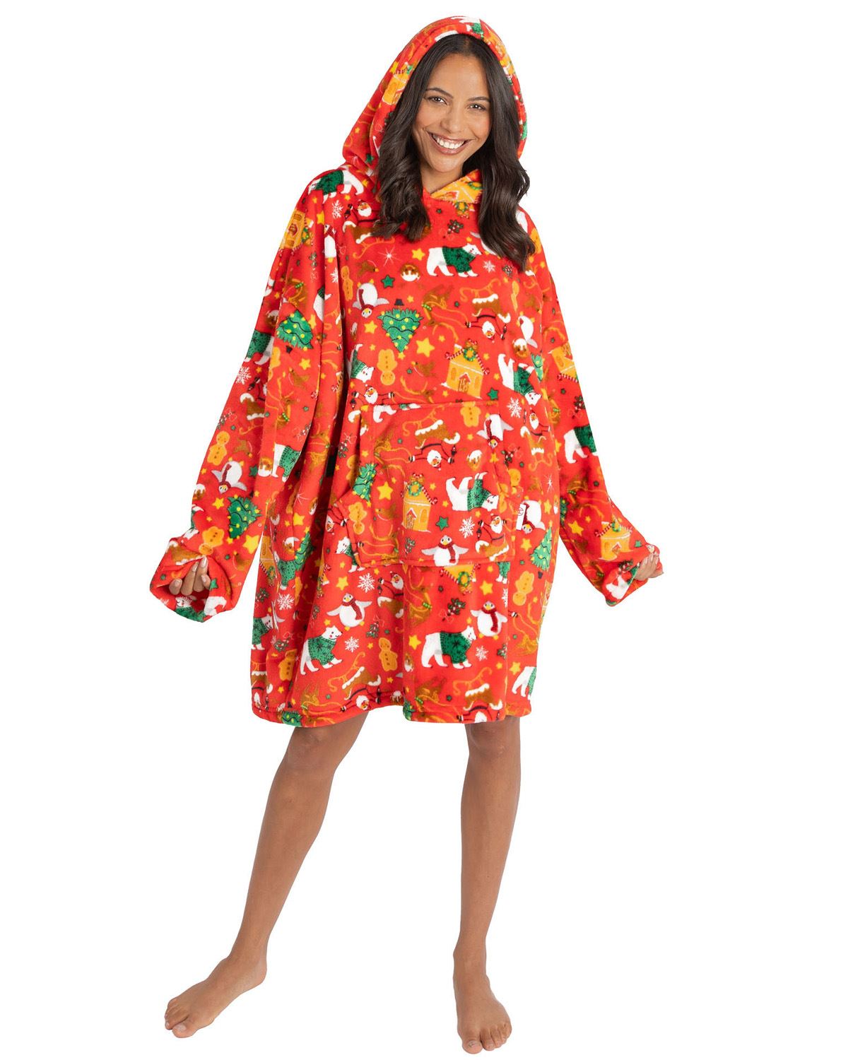 Huggable Unisex Christmas Print Oversized Hoodie